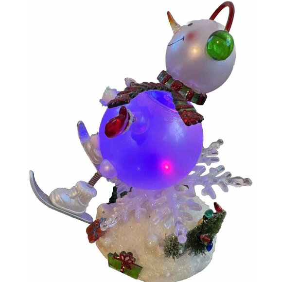 JC Penney Home Collection 7" Lighted Acrylic SKIING SNOWMAN in Box TESTED WORKS - Picture 5 of 14